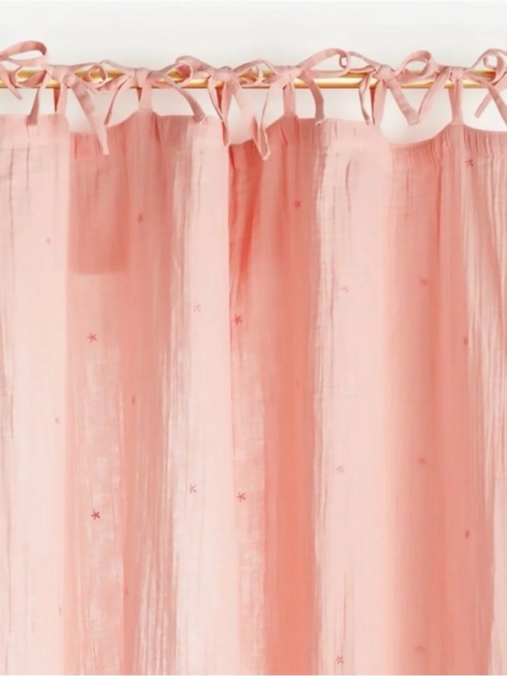 (2) NWT Crate&Kids Aldrin Organic Cotton Star Sheer Curtain Panel - Pink